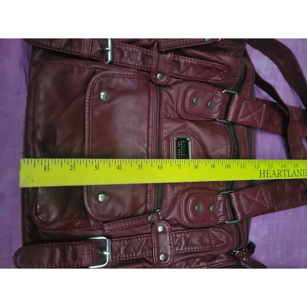 SCARLETON Satchel Handbag Purple Shoulder Bag Purse Soft Faux Leather ~ POCKETS!